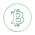 Bitcoin Logo mit neongr&uuml;nem Rand - WildRobin Casino Krypto-Zahlung