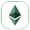 Ethereum Logo mit neongr&uuml;nem Rand - WildRobin Casino Krypto-Zahlung